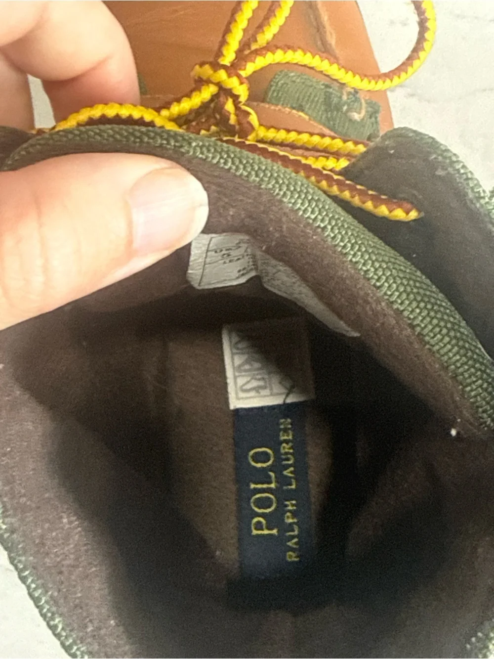 Polo Ralph Lauren Ranger Hi II Leather & Textile Lace-Up Boots Boys Size 5